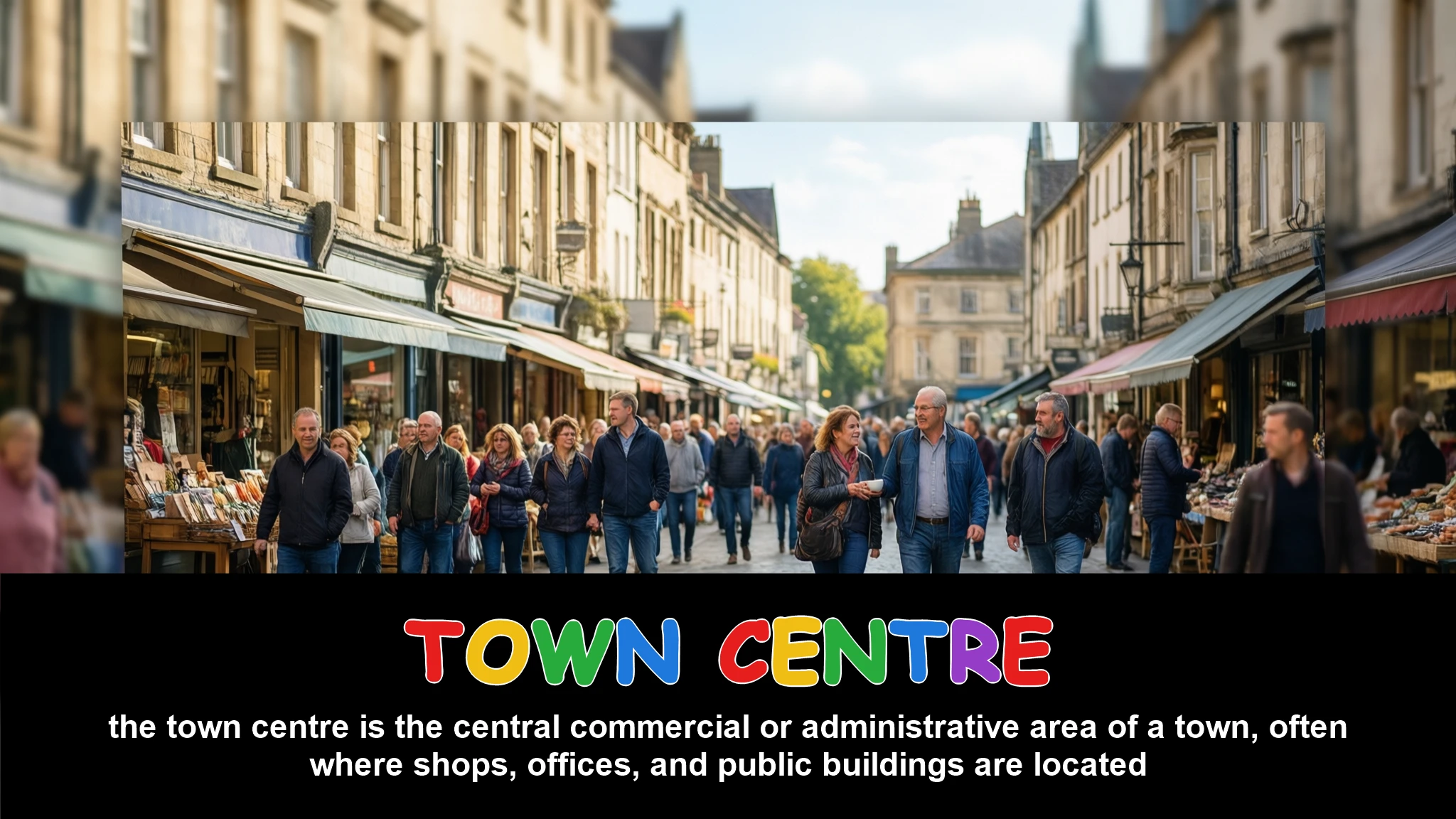 English Illustration for town centre